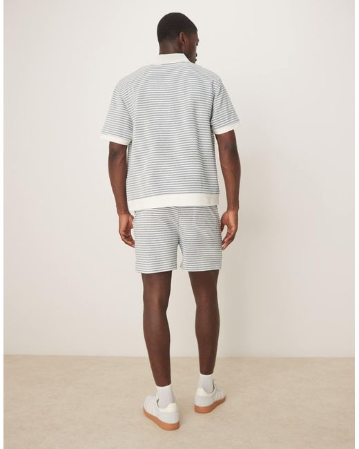 ASOS Natural Co-ord Crotchet Stripe Shorts for men
