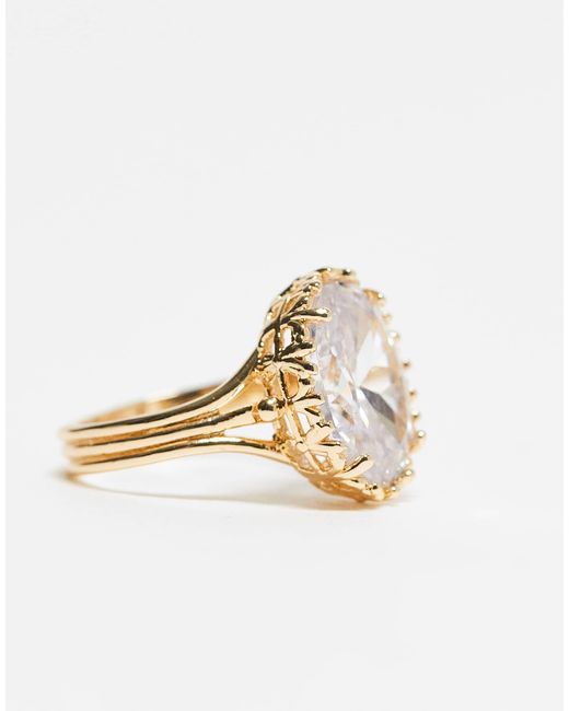 ASOS White Ring With Oval Cubic Zirconia Detail