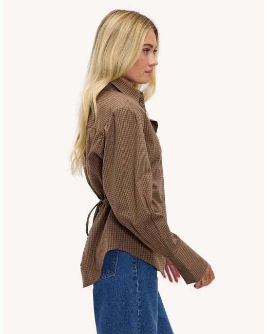 Loavies Brown Campfire Currents Button Blouse