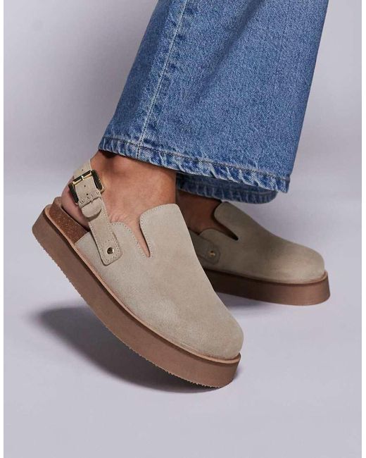 Walk London Blue Barca Clog Mule