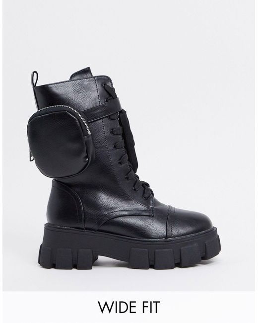 public desire intention chunky calf boot with pouch
