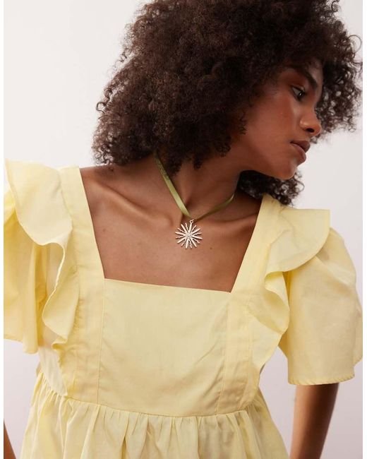 Reclaimed Vintage Natural Baby Doll Smock Top With Frills