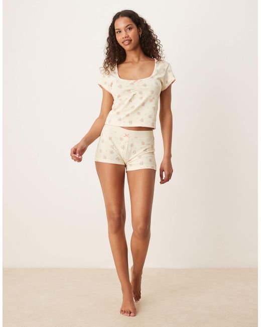 ASOS Natural Mix & Match Pyjama Boxer With Exposed Waistband