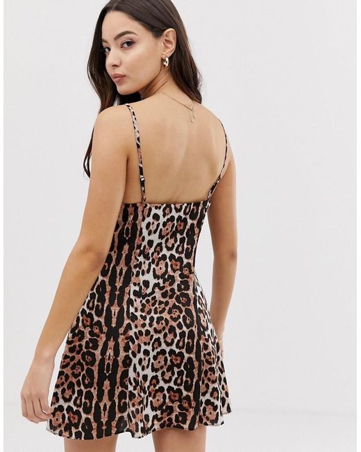 leopard print mini slip dress