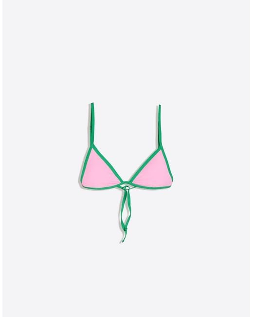 Bershka Green Contrast Triangle Bikini Top