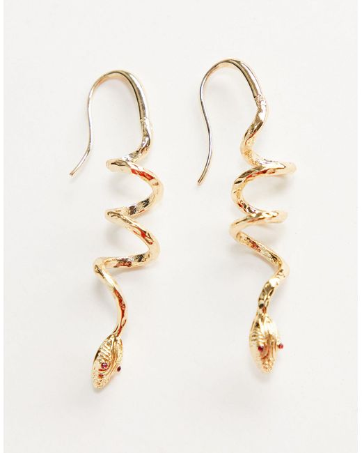 Boucles D Oreilles Traversantes Motif Serpent Asos En Coloris Metallise Lyst