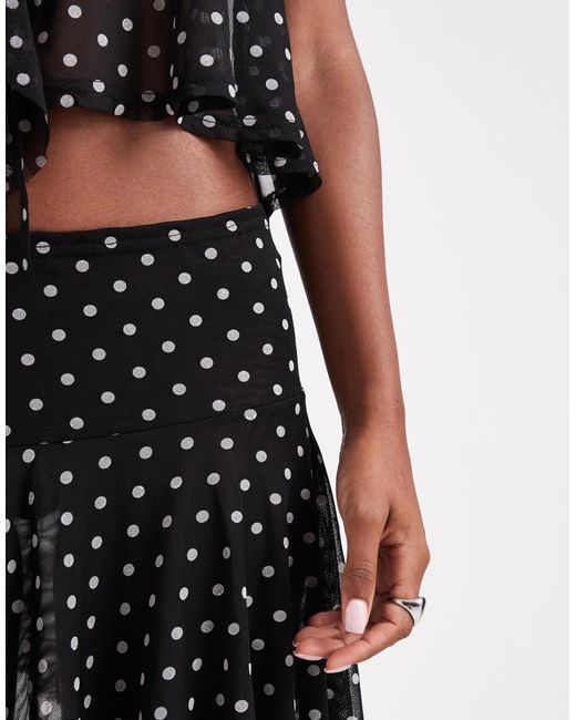 Miss Selfridge White Polka Dot Hanky Hem Mini Skirt