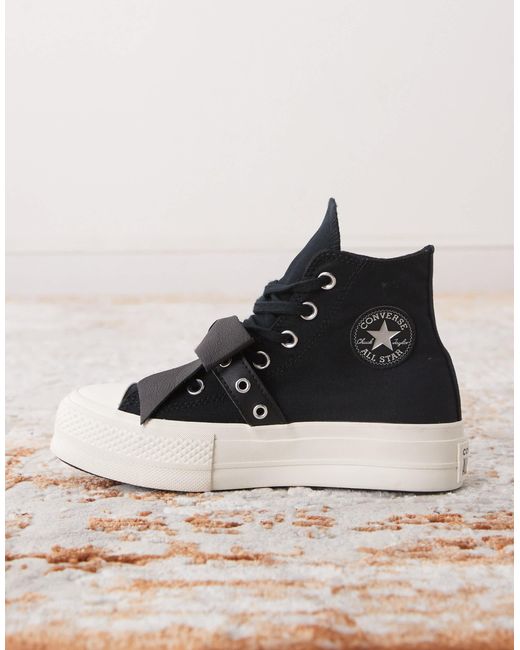Chuck taylor all star lift hi - baskets montantes à plateforme avec nœuds Converse en coloris Black