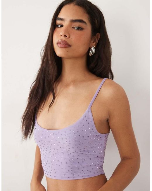 ASOS Purple Hotfix Cropped Cami Top