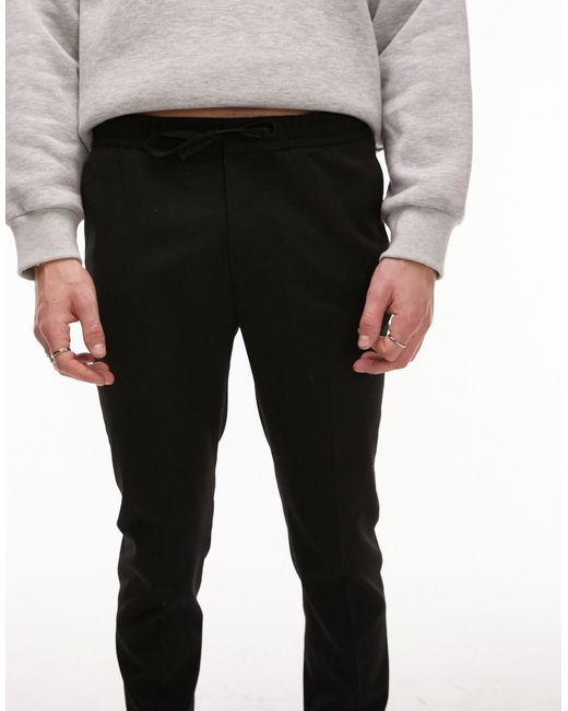 Pantaloni skinny eleganti neri con fascia di Topman in Black da Uomo
