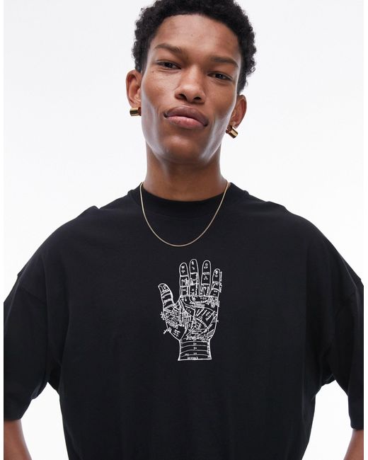 Topman Black Extreme Oversized Fit T-shirt With Front And Back Zodiac Print for men
