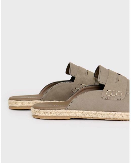 Threadbare White Faux Suede Penny Loafer Sandals for men