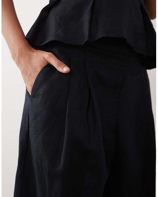 Mango Blue Lbolga Linen Mix baggy Pants