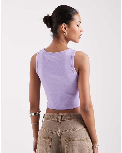 JJXX Purple Fallon Ribbed Cropped Singlet