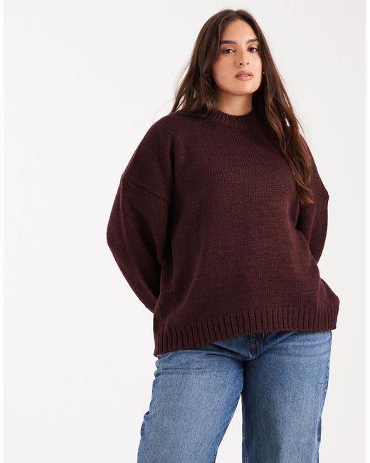 Asos design curve - pull oversize à col ras ASOS en coloris Brown