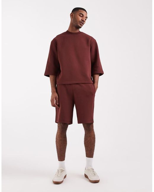 ASOS Red Co-Ord Relaxed Short Sleeve Sweatshirt for men
