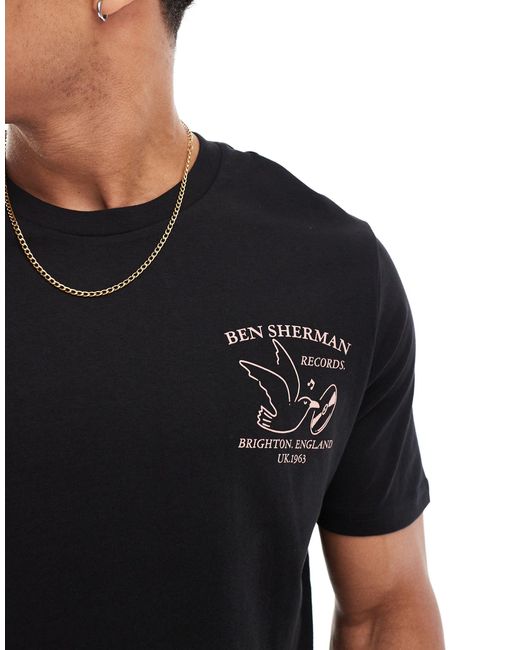 Ben Sherman – brighton records – t-shirt in Black für Herren