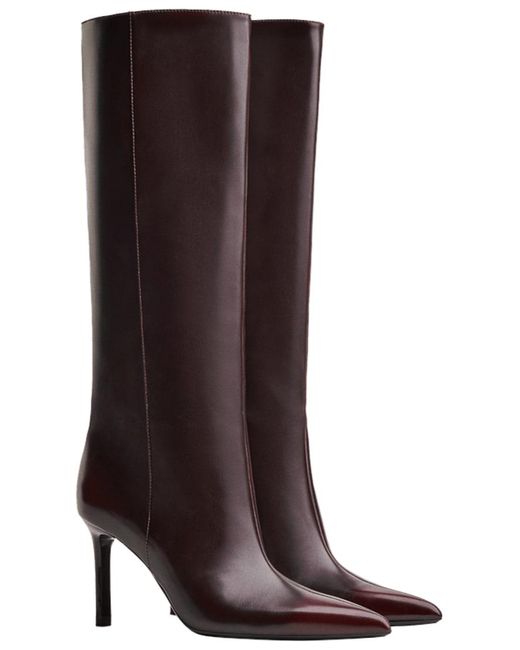 Bershka Brown Wide-leg High-heel Boots