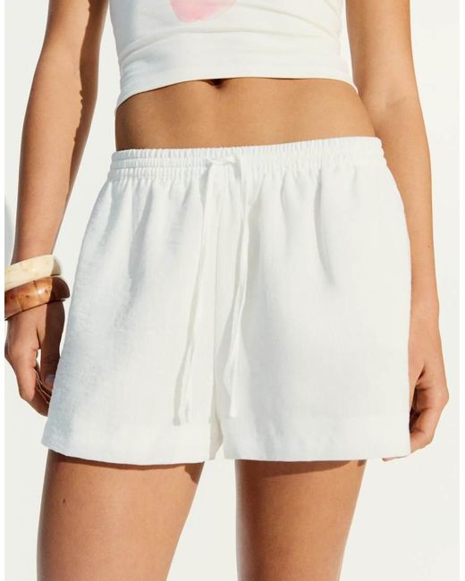 Bershka White Rustic Shorts With Elasticated Waist