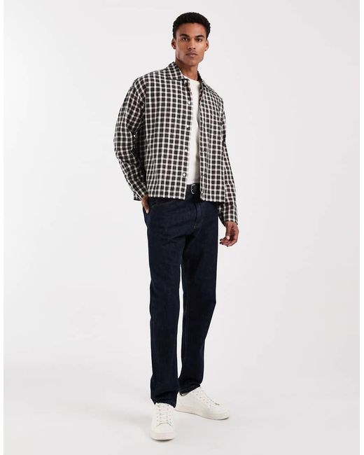 Jack & Jones Gray Cropped Boxy Shirt for men