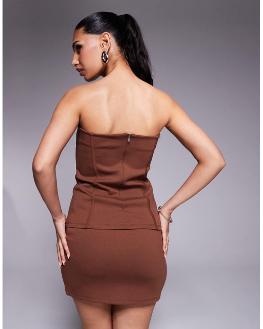 ASOS Brown – trägerloses hochwertiges kleid aus ponte-stoff