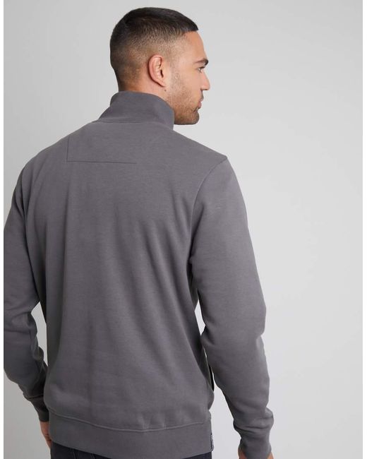 Threadbare Gray Quarter Zip Sweatshirt for men