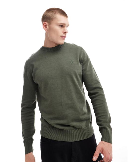 Fred Perry Gray Boucle Laurel Wreath Knitted Jumper for men