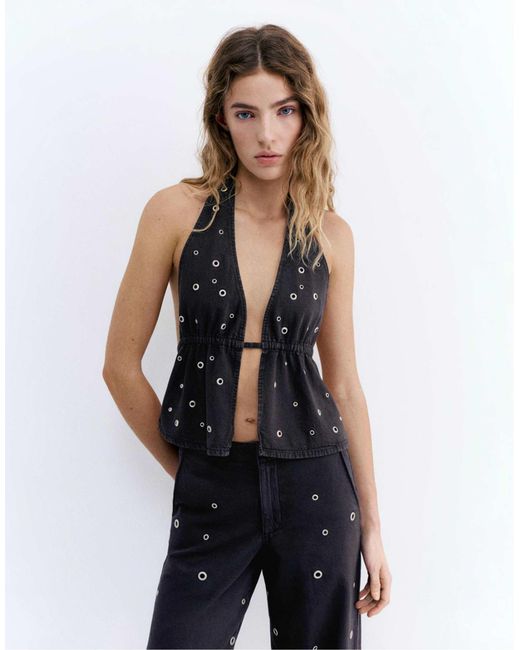 Pull&Bear Blue – neckholder-oberteil