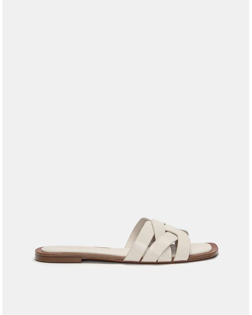 Pull&Bear White Flat Crossover Slider Sandals