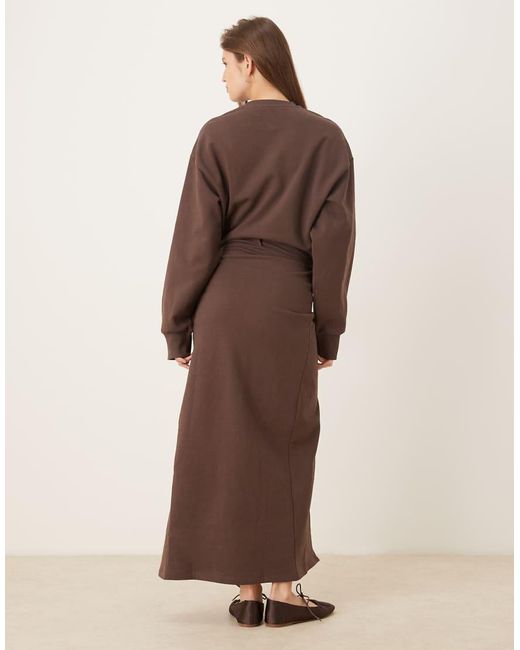 ASOS Brown Circular Design Collection Wrap Midi Sweat Dress