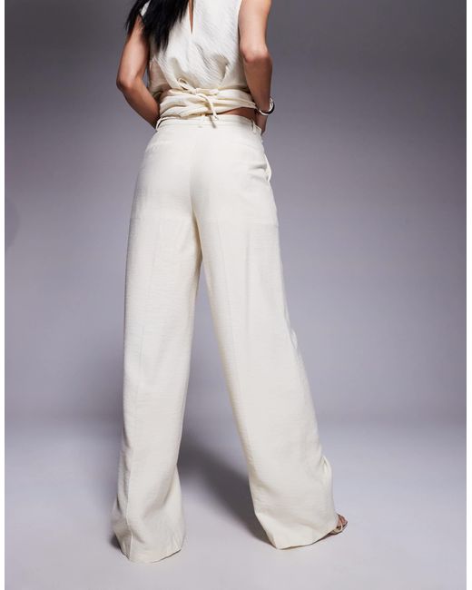 ASOS Natural Tailored Textured Belted Pants