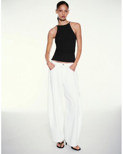 Top dos nu texturé Pull&Bear en coloris Black