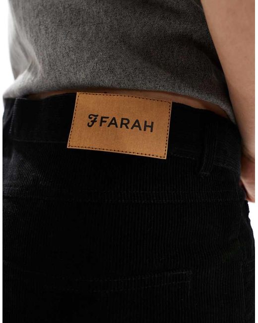 Farah Black Norwood Regular Fit Cord Chino Pants for men