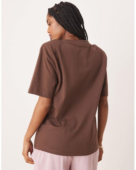 ASOS Brown Regular Fit T-shirt With Shoulder Pads