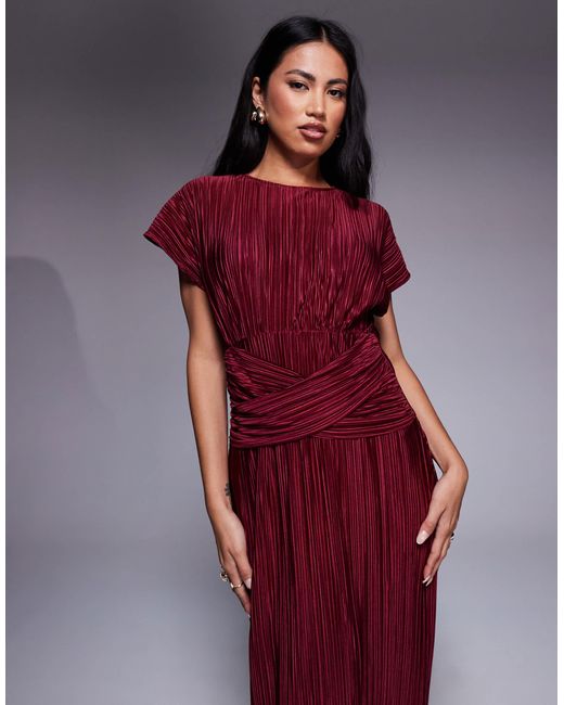 ASOS Purple Twist Front Plisse Sleeveless Maxi Dress
