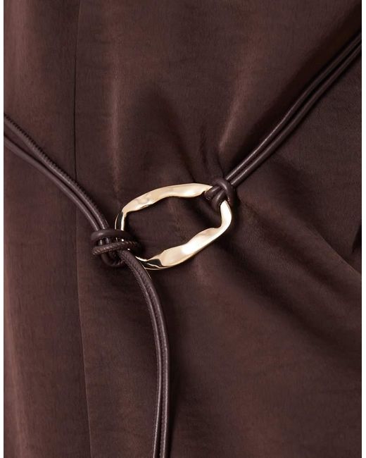 Mango Natural Tie Neck Long Sleeve Mini Dress