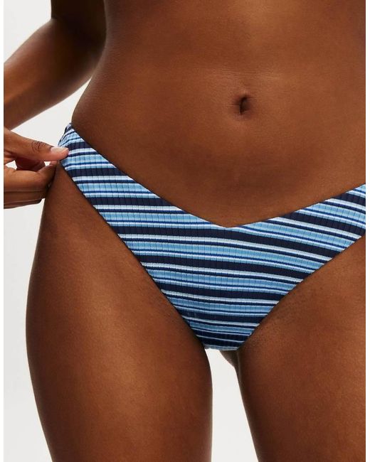 Cotton On Blue Dip Front High Side Brazilian Bikini Bottom