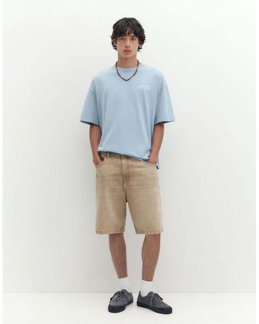 Pull&Bear Blue Stwd Boxy T-shirt for men