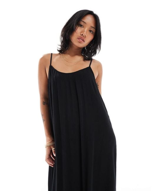 Only Petite Black Textured Cami Maxi Dress