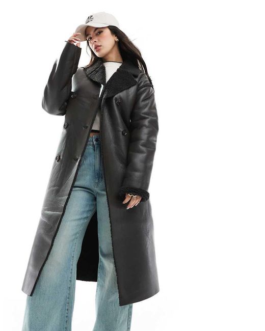 Brave Soul Brown Faux Shearling Long Coat