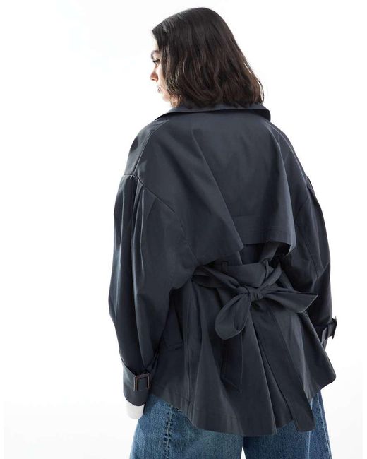 ASOS Blue Short Trench Coat With Belt