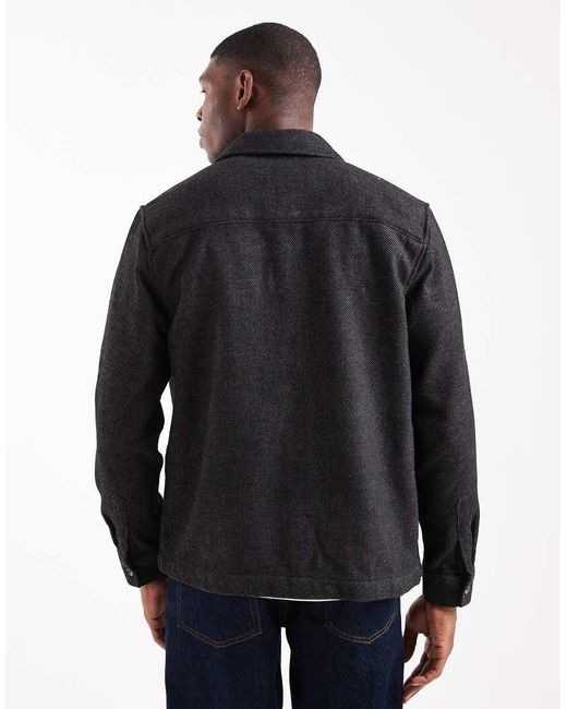 ASOS Black Wool Look Overshirt for men