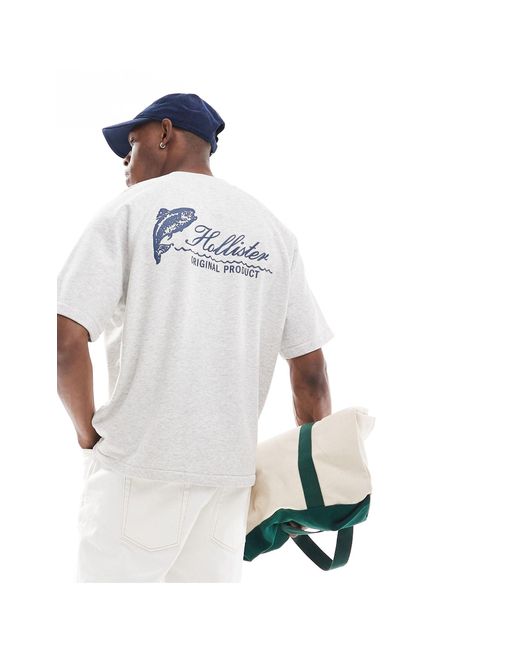 Hollister White Logo Short Sleeve Oversized Terry Sweatshirt for men