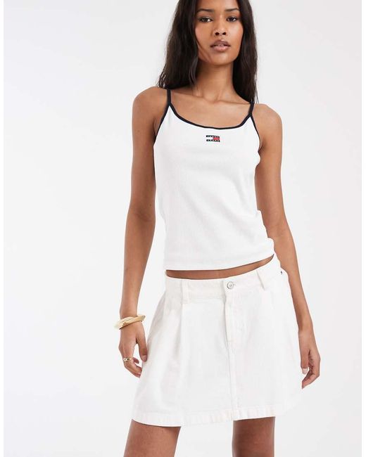 Tommy Hilfiger White Pleated Twill Mini Skirt
