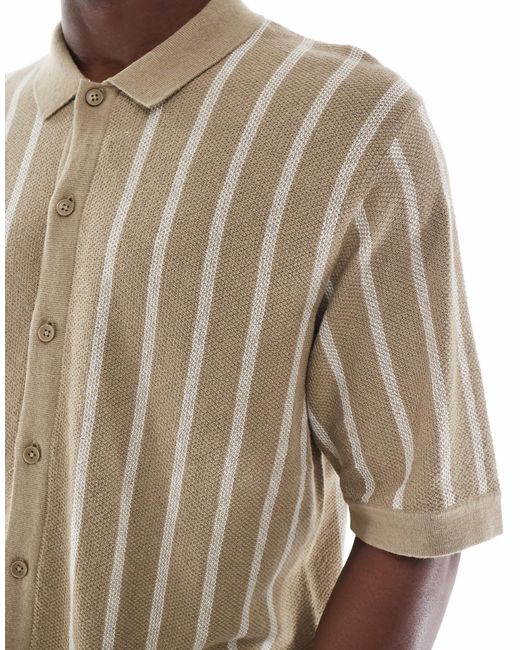 Jack & Jones Blue Button Through Knitted Polo for men