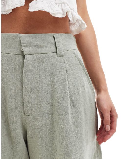 ASOS Gray Asos Design Petite Linen Mix Dad Shorts