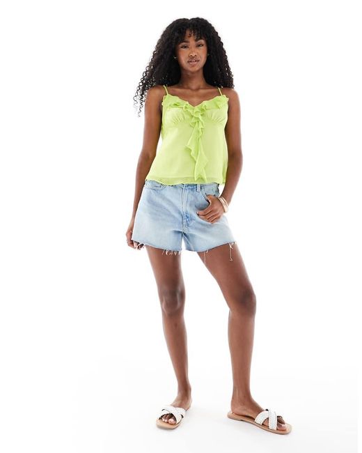 Miss Selfridge Green Chiffon Ruffle Cami Top