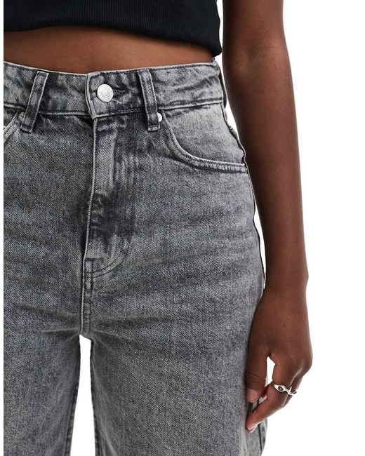 ASOS Gray Barrel Leg Jeans With Cinch Waist