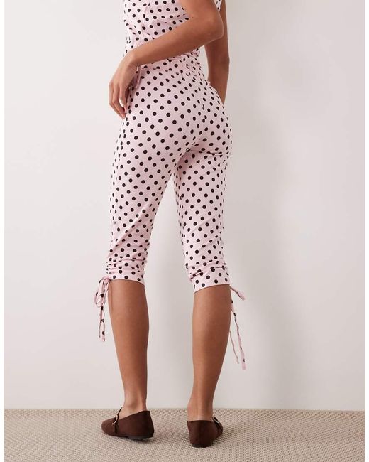 ASOS Pink Polka Dot Tie Side Capris