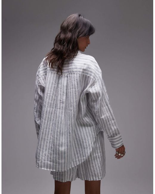Tommy Hilfiger Gray – oversize-hemd aus leinen